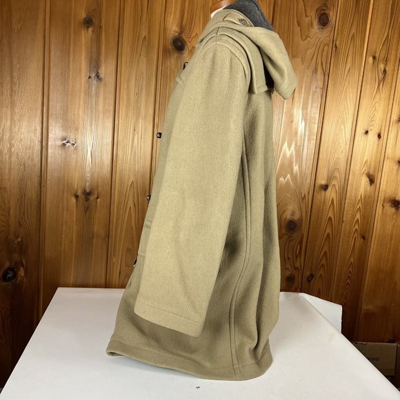 J. Crew Tan Khaki Wool Toggle Button Coat Women's Size Medium Hooded Jacket - Picture 5 of 11